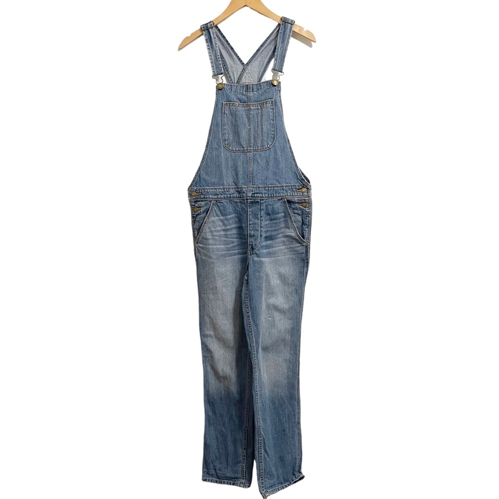 American Eagle overalls: blue denim and 100% cotton